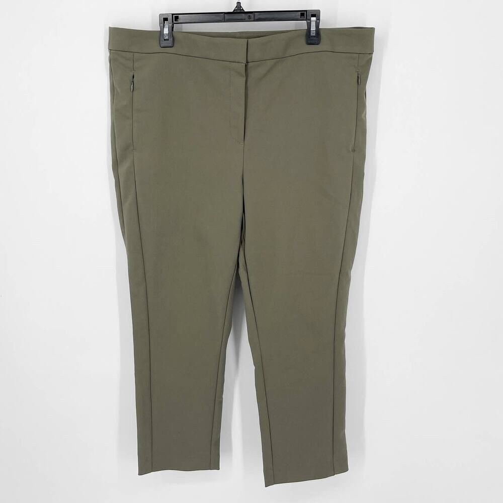 LOFT Army Green Cropped Pants NEW Womens Sz 18 Ponte Zip Pockets Stretch
